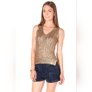 BCBGMaxAzria Women's Metallic Gold Tank Top - Sz XS